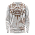 New Zealand Manta Ray Tattoo Long Sleeve Shirt Aotearoa Maori Haehae Beige - Aussie Hoodie