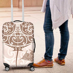 New Zealand Manta Ray Tattoo Luggage Cover Aotearoa Maori Haehae Beige - Aussie Hoodie