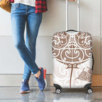 New Zealand Manta Ray Tattoo Luggage Cover Aotearoa Maori Haehae Beige - Aussie Hoodie