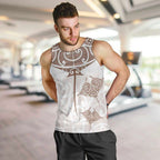 New Zealand Manta Ray Tattoo Men Tank Top Aotearoa Maori Haehae Beige - Aussie Hoodie