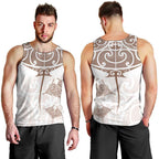 New Zealand Manta Ray Tattoo Men Tank Top Aotearoa Maori Haehae Beige - Aussie Hoodie