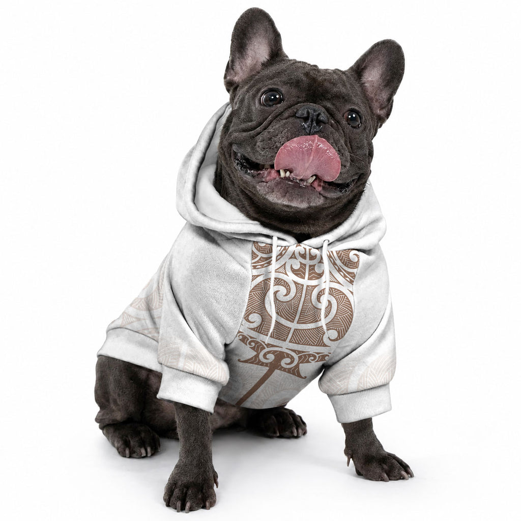 New Zealand Manta Ray Tattoo Pet Hoodie Aotearoa Maori Haehae Beige