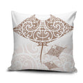 New Zealand Manta Ray Tattoo Pillow Cover Aotearoa Maori Haehae Beige - Aussie Hoodie