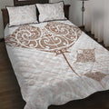 New Zealand Manta Ray Tattoo Quilt Bed Set Aotearoa Maori Haehae Beige - Aussie Hoodie