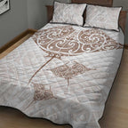 New Zealand Manta Ray Tattoo Quilt Bed Set Aotearoa Maori Haehae Beige - Aussie Hoodie