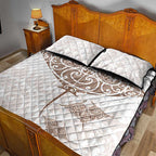 New Zealand Manta Ray Tattoo Quilt Bed Set Aotearoa Maori Haehae Beige - Aussie Hoodie