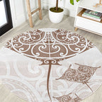 New Zealand Manta Ray Tattoo Round Carpet Aotearoa Maori Haehae Beige - Aussie Hoodie