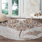 New Zealand Manta Ray Tattoo Round Carpet Aotearoa Maori Haehae Beige - Aussie Hoodie