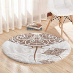 New Zealand Manta Ray Tattoo Round Carpet Aotearoa Maori Haehae Beige - Aussie Hoodie