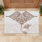 New Zealand Manta Ray Tattoo Rubber Doormat Aotearoa Maori Haehae Beige - Aussie Hoodie