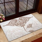 New Zealand Manta Ray Tattoo Rubber Doormat Aotearoa Maori Haehae Beige - Aussie Hoodie