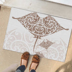 New Zealand Manta Ray Tattoo Rubber Doormat Aotearoa Maori Haehae Beige - Aussie Hoodie