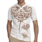 New Zealand Manta Ray Tattoo Rugby Jersey Aotearoa Maori Haehae Beige - Aussie Hoodie