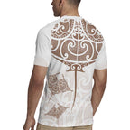New Zealand Manta Ray Tattoo Rugby Jersey Aotearoa Maori Haehae Beige - Aussie Hoodie