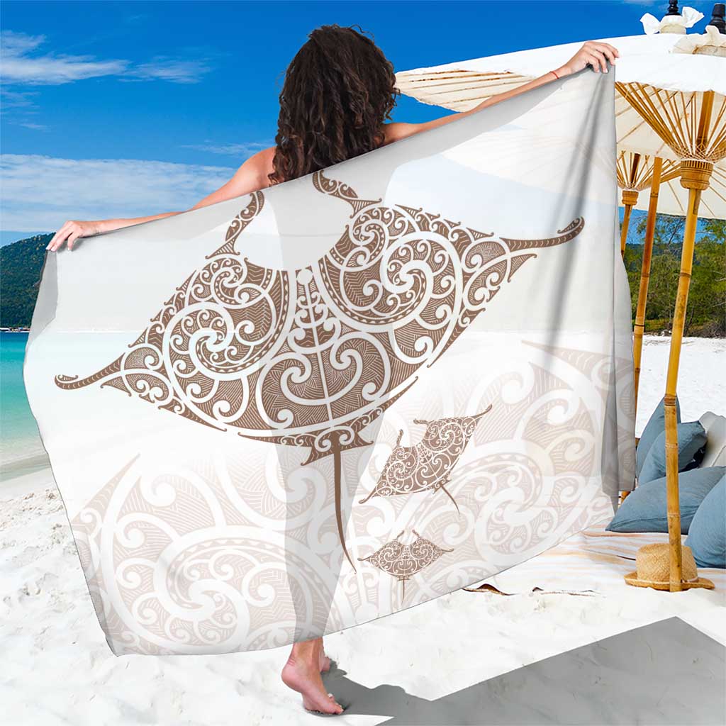 New Zealand Manta Ray Tattoo Sarong Aotearoa Maori Haehae Beige - Aussie Hoodie