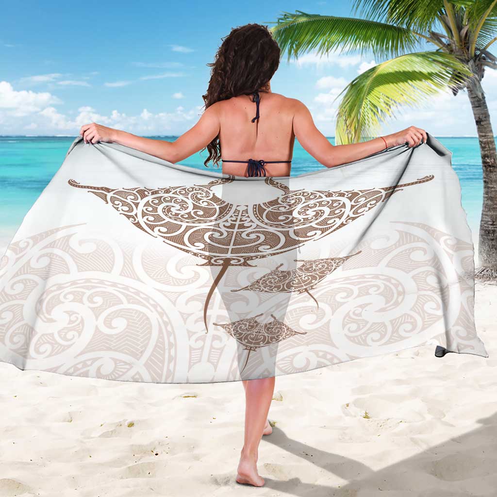 New Zealand Manta Ray Tattoo Sarong Aotearoa Maori Haehae Beige - Aussie Hoodie