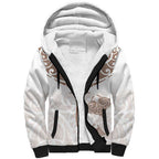 New Zealand Manta Ray Tattoo Sherpa Hoodie Aotearoa Maori Haehae Beige - Aussie Hoodie
