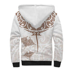 New Zealand Manta Ray Tattoo Sherpa Hoodie Aotearoa Maori Haehae Beige - Aussie Hoodie