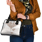 New Zealand Manta Ray Tattoo Shoulder Handbag Aotearoa Maori Haehae Beige - Aussie Hoodie