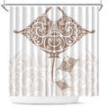 New Zealand Manta Ray Tattoo Shower Curtain Aotearoa Maori Haehae Beige - Aussie Hoodie