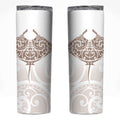 New Zealand Manta Ray Tattoo Skinny Tumbler Aotearoa Maori Haehae Beige - Aussie Hoodie