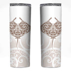 New Zealand Manta Ray Tattoo Skinny Tumbler Aotearoa Maori Haehae Beige - Aussie Hoodie