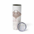 New Zealand Manta Ray Tattoo Skinny Tumbler Aotearoa Maori Haehae Beige - Aussie Hoodie