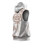 New Zealand Manta Ray Tattoo Sleeveless Hoodie Aotearoa Maori Haehae Beige - Aussie Hoodie