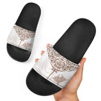 New Zealand Manta Ray Tattoo Slide Sandals Aotearoa Maori Haehae Beige - Aussie Hoodie