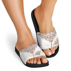New Zealand Manta Ray Tattoo Slide Sandals Aotearoa Maori Haehae Beige - Aussie Hoodie