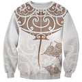 New Zealand Manta Ray Tattoo Sweatshirt Aotearoa Maori Haehae Beige - Aussie Hoodie