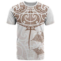 New Zealand Manta Ray Tattoo T Shirt Aotearoa Maori Haehae Beige - Aussie Hoodie