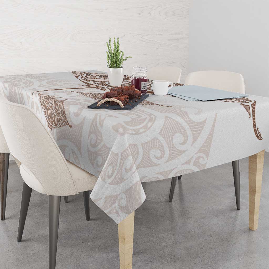 New Zealand Manta Ray Tattoo Tablecloth Aotearoa Maori Haehae Beige - Aussie Hoodie