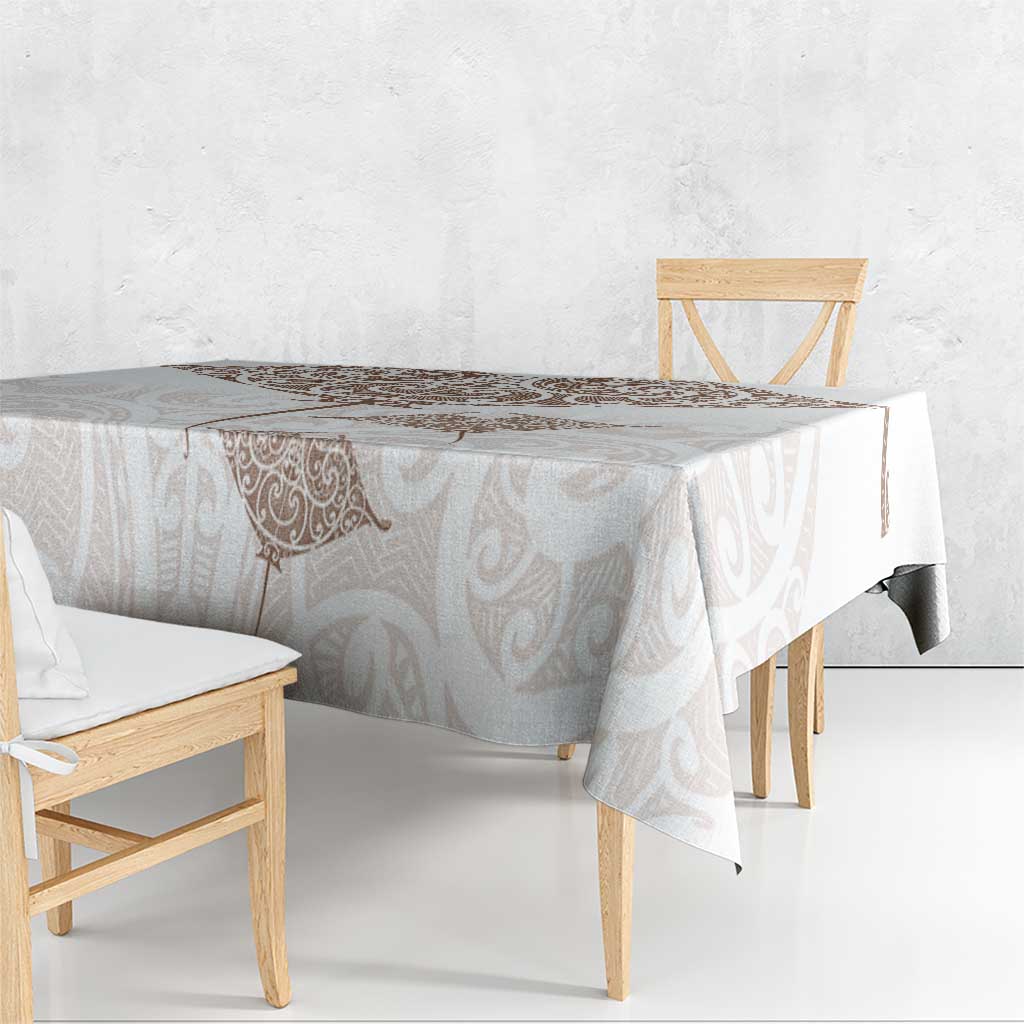 New Zealand Manta Ray Tattoo Tablecloth Aotearoa Maori Haehae Beige - Aussie Hoodie