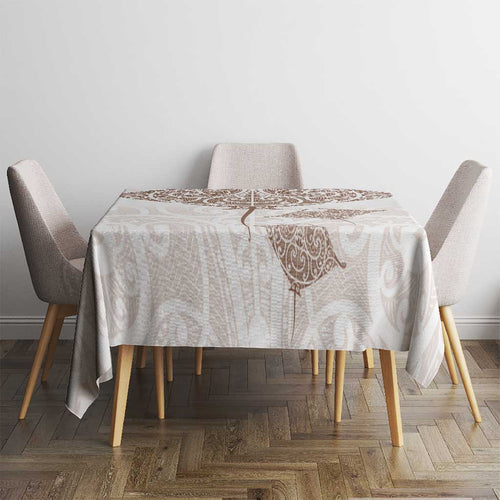 New Zealand Manta Ray Tattoo Tablecloth Aotearoa Maori Haehae Beige - Aussie Hoodie