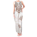 New Zealand Manta Ray Tattoo Tank Maxi Dress Aotearoa Maori Haehae Beige - Aussie Hoodie