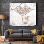 New Zealand Manta Ray Tattoo Tapestry Aotearoa Maori Haehae Beige - Aussie Hoodie