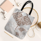 New Zealand Manta Ray Tattoo Tote Bag Aotearoa Maori Haehae Beige - Aussie Hoodie