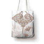 New Zealand Manta Ray Tattoo Tote Bag Aotearoa Maori Haehae Beige - Aussie Hoodie