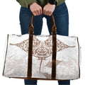 New Zealand Manta Ray Tattoo Travel Bag Aotearoa Maori Haehae Beige - Aussie Hoodie