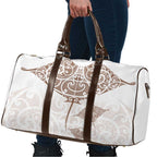 New Zealand Manta Ray Tattoo Travel Bag Aotearoa Maori Haehae Beige - Aussie Hoodie
