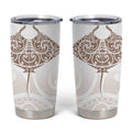 New Zealand Manta Ray Tattoo Tumbler Cup Aotearoa Maori Haehae Beige - Aussie Hoodie