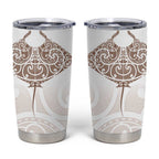 New Zealand Manta Ray Tattoo Tumbler Cup Aotearoa Maori Haehae Beige - Aussie Hoodie