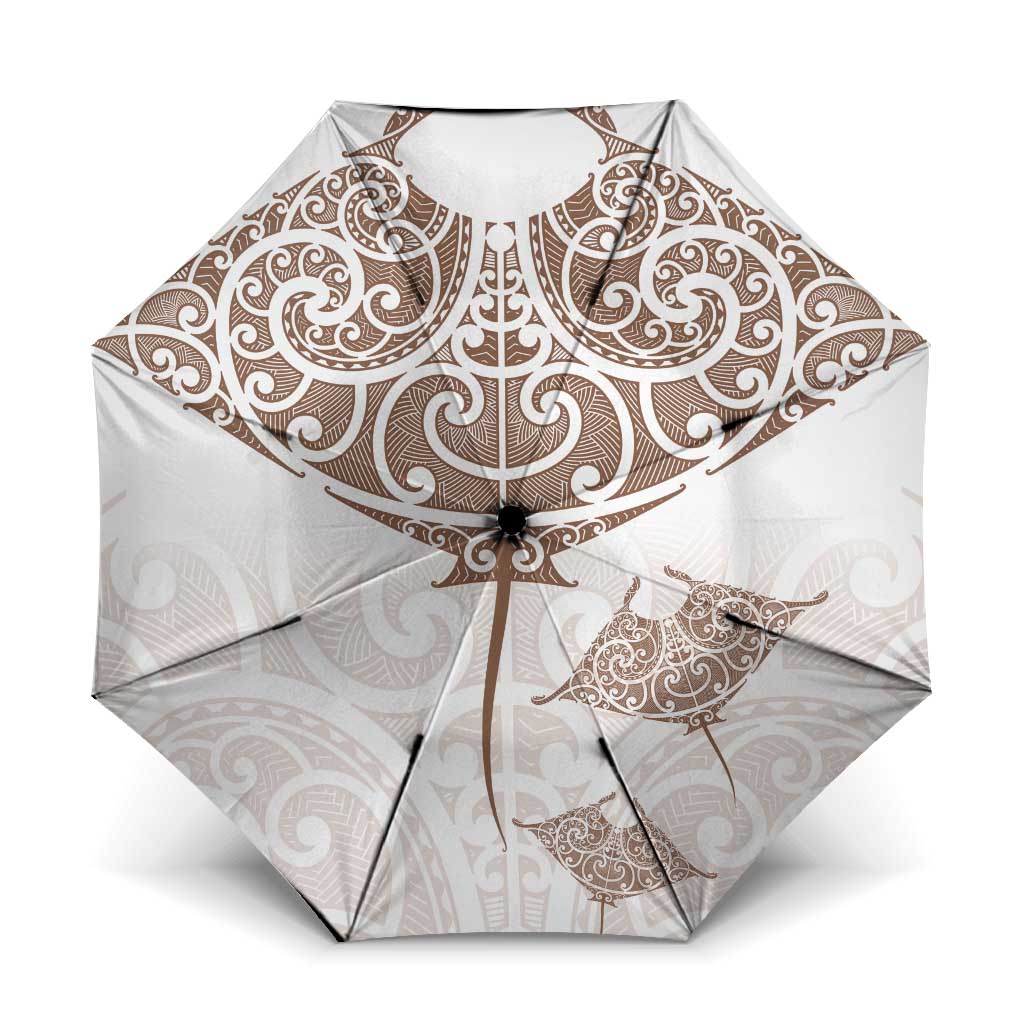 New Zealand Manta Ray Tattoo Umbrella Aotearoa Maori Haehae Beige - Aussie Hoodie