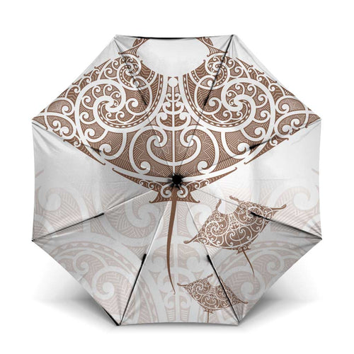 New Zealand Manta Ray Tattoo Umbrella Aotearoa Maori Haehae Beige - Aussie Hoodie