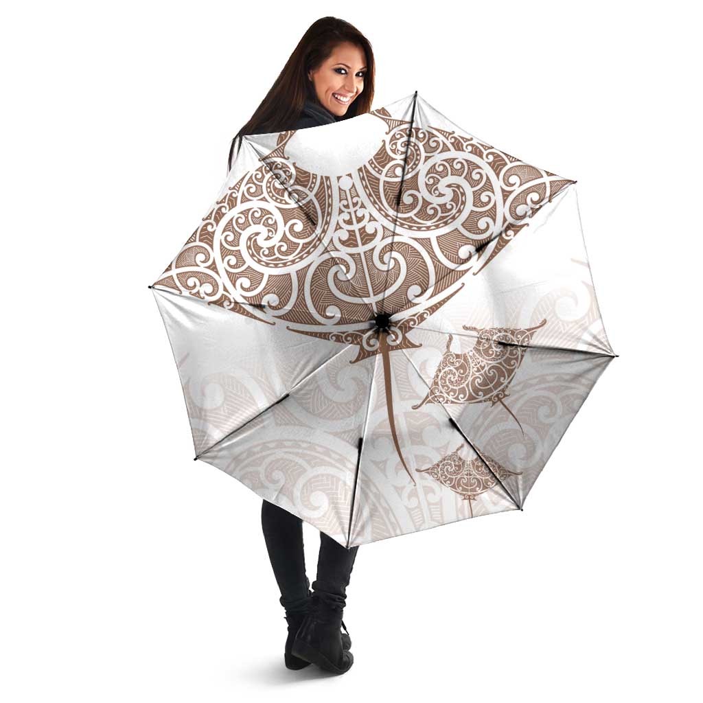New Zealand Manta Ray Tattoo Umbrella Aotearoa Maori Haehae Beige - Aussie Hoodie