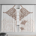 New Zealand Manta Ray Tattoo Window Curtain Aotearoa Maori Haehae Beige - Aussie Hoodie