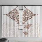 New Zealand Manta Ray Tattoo Window Curtain Aotearoa Maori Haehae Beige - Aussie Hoodie