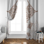 New Zealand Manta Ray Tattoo Window Curtain Aotearoa Maori Haehae Beige - Aussie Hoodie