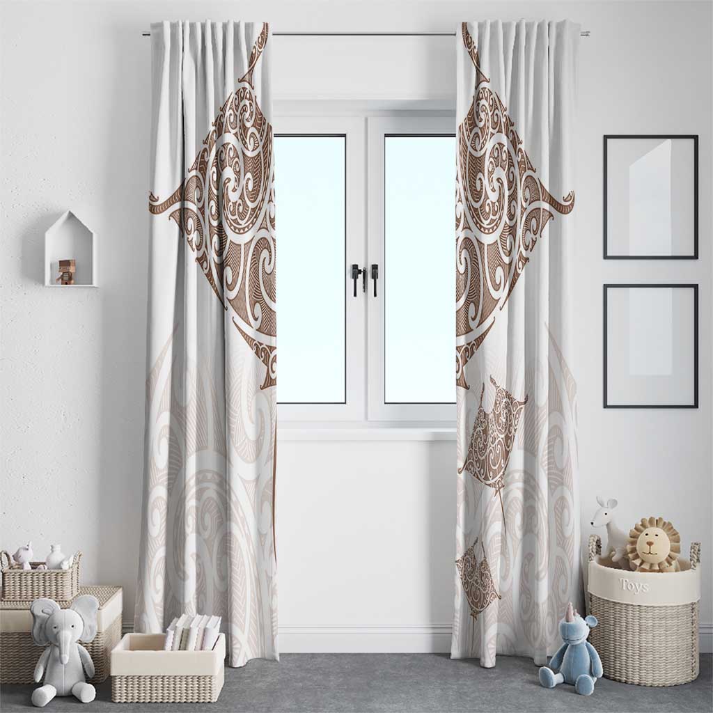 New Zealand Manta Ray Tattoo Window Curtain Aotearoa Maori Haehae Beige - Aussie Hoodie